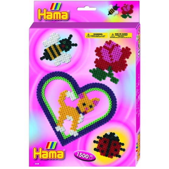pack de inicio corazón (1500 piezas y 1 placa pegboard) hama beads midi