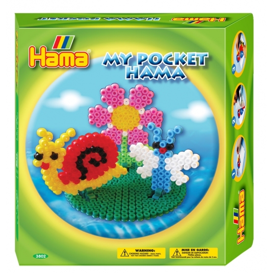 pack my pocket hama jardín (1000 piezas, 3 soportes y 1 placa pegboard) hama beads midi