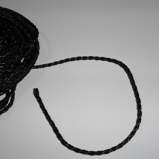 cordón trenzado de cuero artificial 3 mm negro hama beads