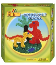 pack my pocket hama dinosaurios (1000 piezas, 3 soportes y 1 placa pegboard) hama beads midi