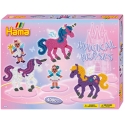 pack de inicio unicornios mágicos (4000 piezas y 2 placas pegboards) hama beads midi