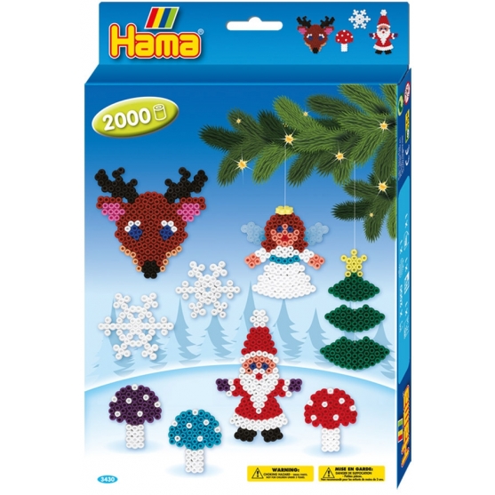 pack de inicio navidad (2000 piezas y placa pegboard) hama beads midi