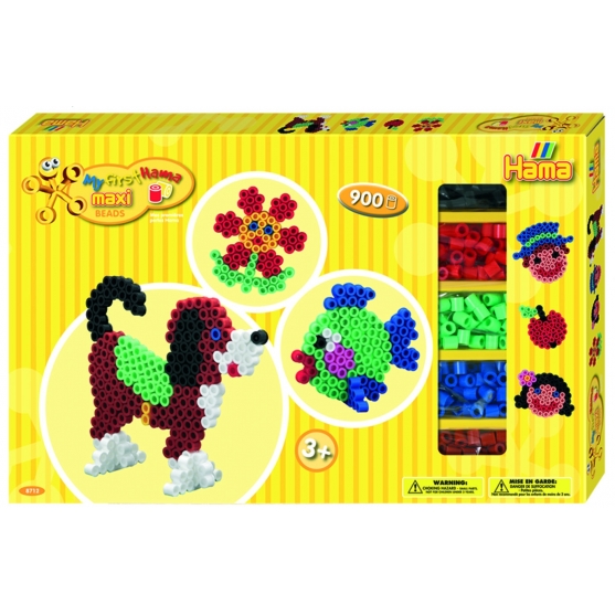 pack de inicio perro y pez  (900 piezas, 3 soportes y 2 placas pegboards) hama beads maxi