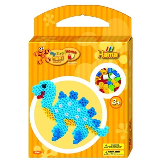 pack de inicio dinosaurio (350 piezas, 2 soportes y placa pegboard) hama beads maxi