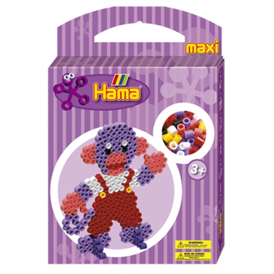 pack de inicio mono (350 piezas, 2 soportes y placa pegboard) hama beads maxi