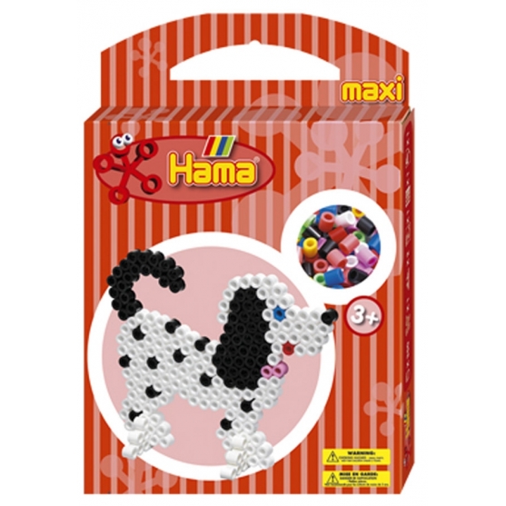 pack de inicio perro (350 piezas, 2 soportes y placa pegboard) hama beads maxi