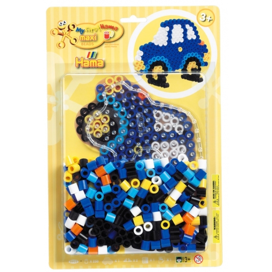 pack blister coche (250 piezas, 2 soportes y placa pegboard) hama beads maxi