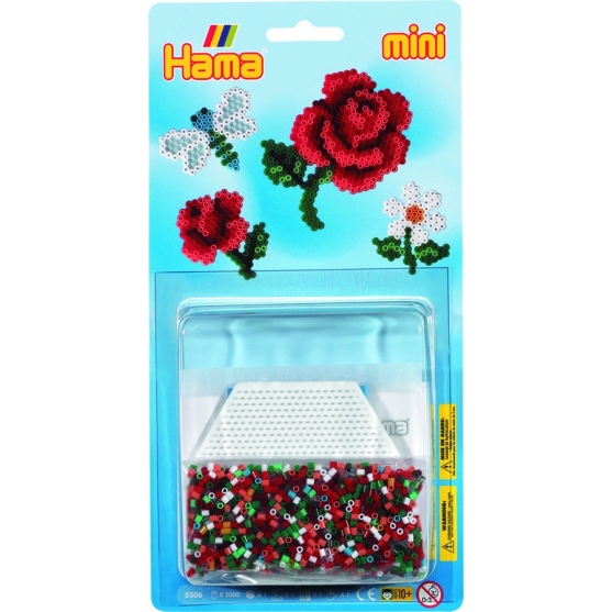 blister flores (2000 piezas y 1 placa pegboard) hama beads mini