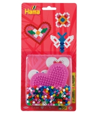 blister corazón pequeño rosa pastel (450 piezas y 1 placa pegboard) hama beads midi