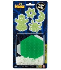 blister brilla en la oscuridad (300 piezas y 1 placa pegboard) hama beads midi
