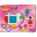 pack de inicio corazón (2400 piezas, organizador y 3 placas pegboards) hama beads midi