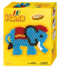 pack de inicio pequeño elefante (400 piezas y 1 placa pegboard) hama beads midi
