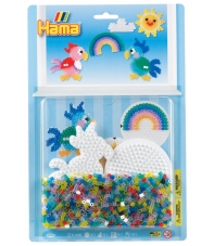 blister redonda y loro (1100 piezas y 2 placas pegboards) hama beads midi