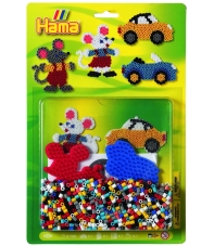blister ratón y coche (1100 piezas y 2 placas pegboards) hama beads midi