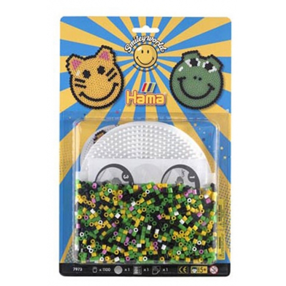 blister smiley world (1100 piezas y 1 placa pegboard) hama beads midi