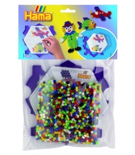 pack marco múltiple hexágono y 1000 piezas hama beads midi