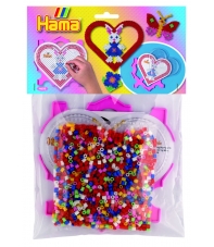 pack marco múltiple corazón y 1000 piezas hama beads midi