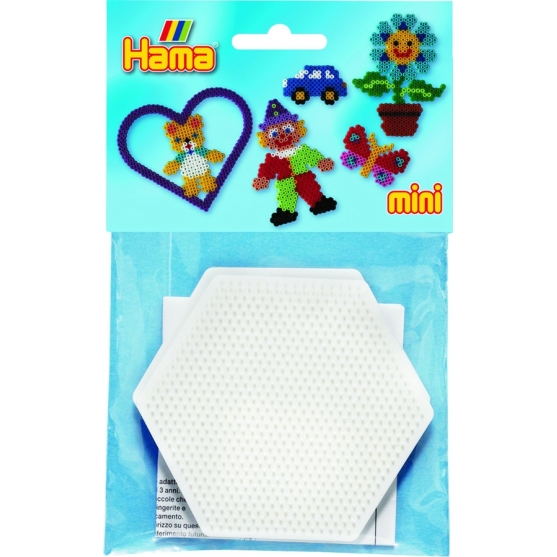 blíster 2 placas pegboards hexagonales 7 cm para hama beads mini