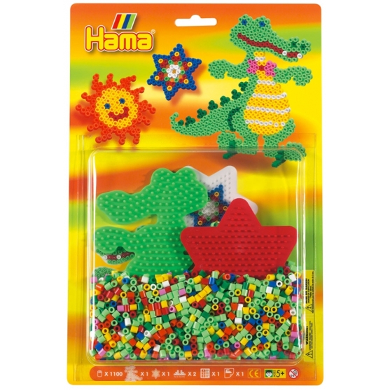 blister cocodrilo y estrella (1100 piezas y 2 placas pegboards) hama beads midi