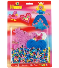 blister corazón y princesa (1100 piezas y 2 placas pegboards) hama beads midi