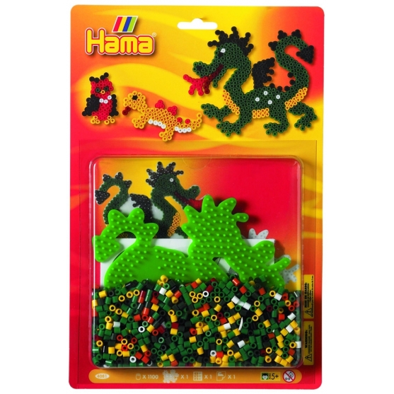 blister dragón (1100 piezas y 1 placa pegboard) hama beads midi