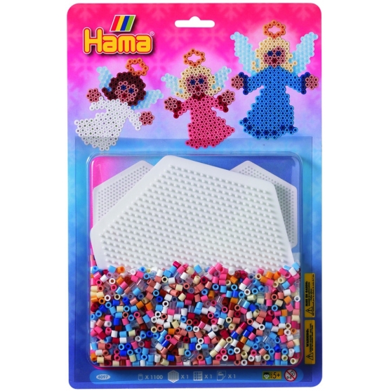 blister ángeles (1100 piezas y 1 placa pegboard) hama beads midi