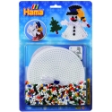 blister muñeco de nieve 3d (900 piezas, 1 placa pegboard y cordón) hama beads midi