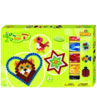 pack de inicio corazón y estrella (900 piezas y 2 placas pegboards) hama beads maxi