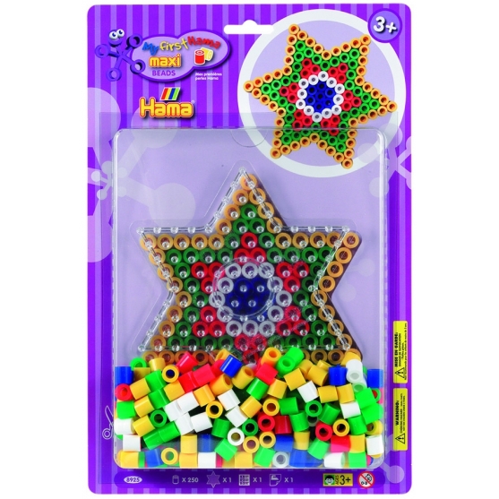 pack blister estrella (250 piezas y placa pegboard) hama beads maxi