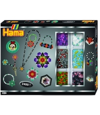 pack de inicio actividades (2400 piezas, organizador y 2 placas pegboards) hama beads midi