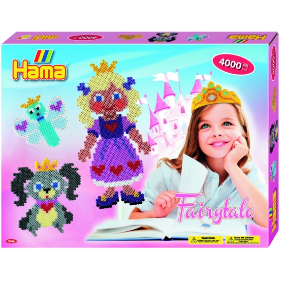 pack de inicio cuento de hadas (4000 piezas, cordón y 2 placas pegboards) hama beads midi