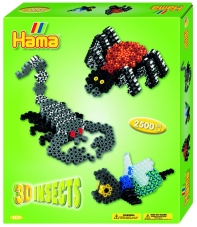 pack de inicio insectos 3d (2500 piezas, adhesivo, 2 soportes y 2 placas pegboards) hama beads midi