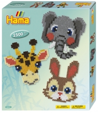 pack de inicio caras de animales (2500 piezas y 1 placa pegboard) hama beads midi