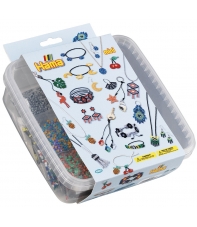 pack mosaico avalorios (10500 piezas, adhesivo, cordón y 2 placas pegboards) hama beads mini