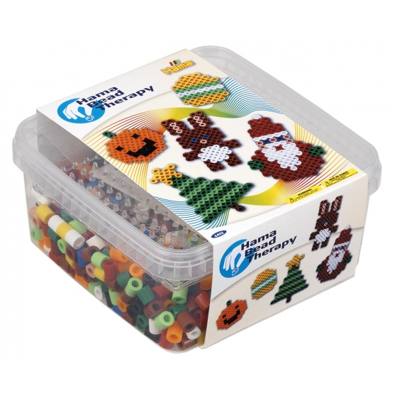 pack de inicio therapy navidad (900 piezas y 1 placa pegboard) hama beads maxi