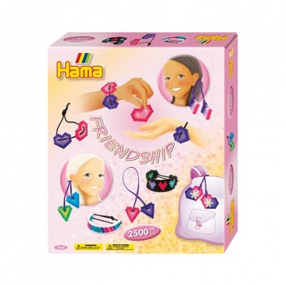 pack amistad (2.500 piezas, cordón, cinta y 1 placa pegboard) hama beads midi