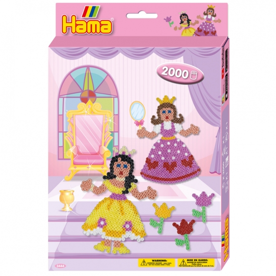 pack de inicio princesas (2000 piezas y placa pegboard) hama beads midi