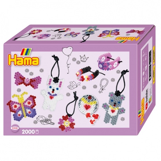 pack de inicio pequeño mundo accesorios de moda (2000 pieza, cuerda, 2 gemas y 1 placa pegboard) hama beads midi