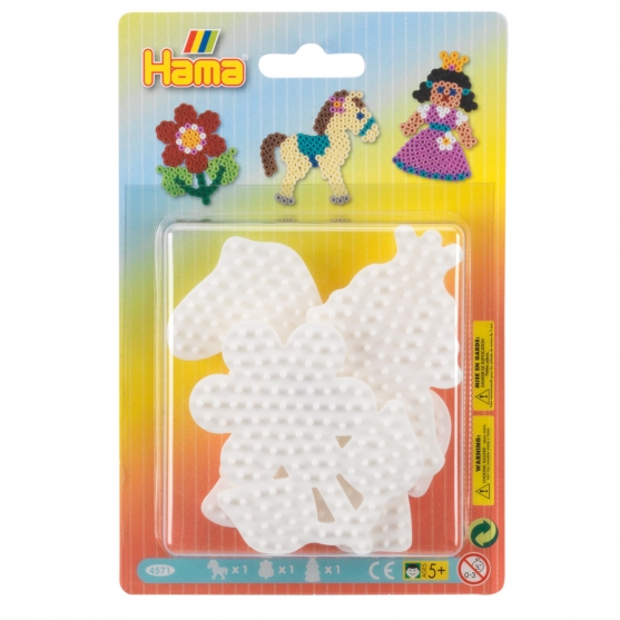 blister 3 placas pegboards (pony, flor y princesa pequeñas) para hama beads midi