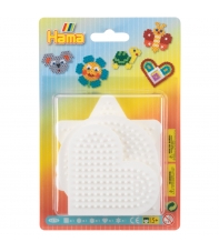 blíster 5 placas pegboards (cuadrada, redonda, hexagonal, corazón y estrella pequeñas) para hama beads midi