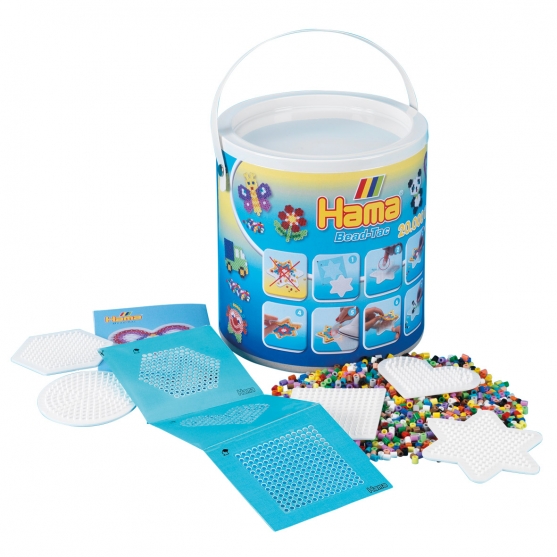 pack de inicio cubo gigante (20000 piezas, bead-tac y 5 placas pegboards) hama beads midi
