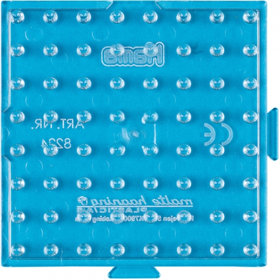 placa pegboard cuadrada transparente 7,5 x 7,5 cm conectable para hama beads maxi