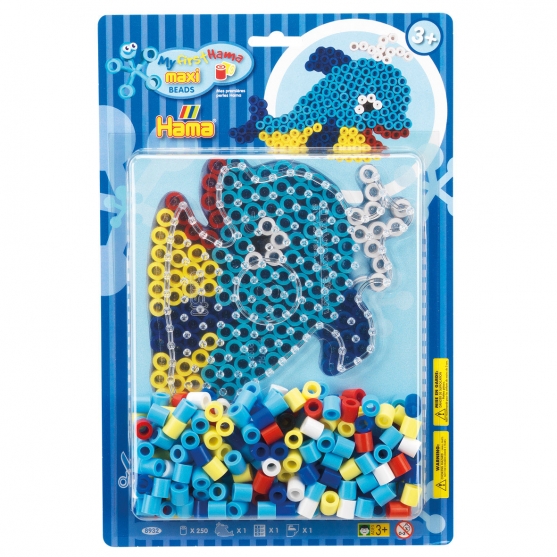 pack blister ballena (250 piezas  y placa pegboard) hama beads maxi
