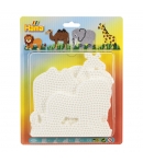 blíster 4 placas pegboards (elefante, jirafa, león y camello) para hama beads midi
