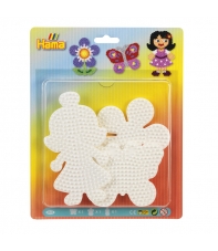 blister 3 placas pegboards (mariposa, flor y muñeca) para hama beads midi