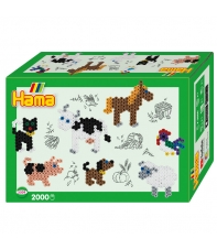 pack de inicio pequeño mundo animales de granja (2000 piezas y  placa pegboard) hama beads midi