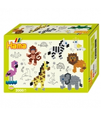 pack de inicio pequeño mundo animales zoo (2000 piezas y placa pegboard) hama beads midi