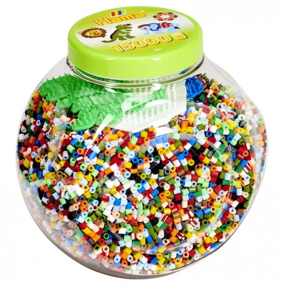 pack de inicio 15000 piezas y 3 placas pegboards hama beads midi