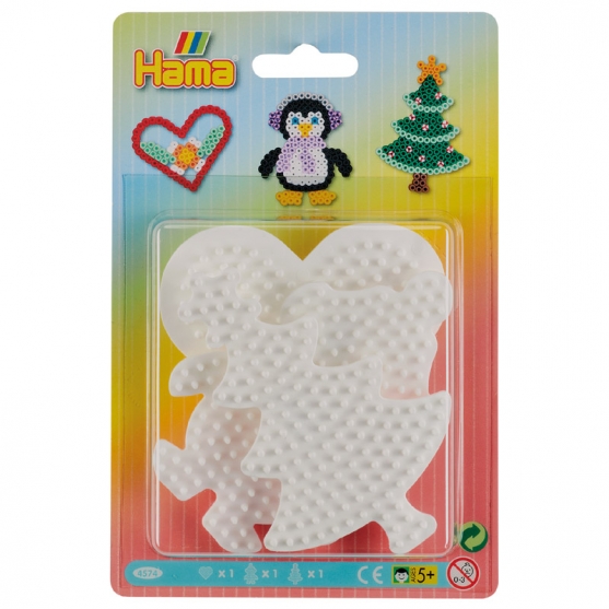 blister 3 placas pegboards (árbol de navidad, pingüino y corazón pequeñas) para hama beads midi