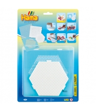 blíster 2 placas pegboards y bead-tac (cuadrada y  hexagonal conectables) para hama beads midi